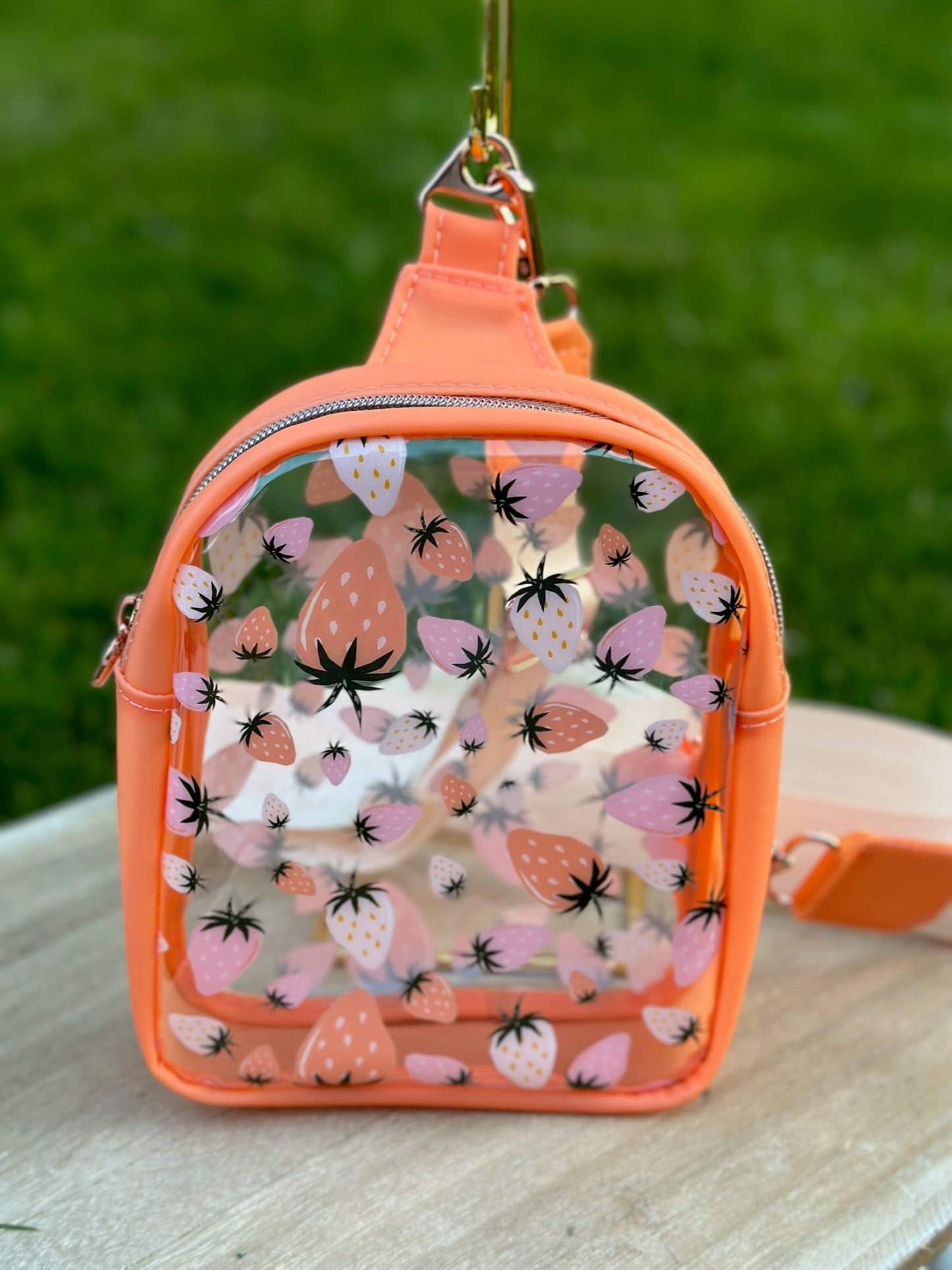 Clear Strawberry Front Sling Bag