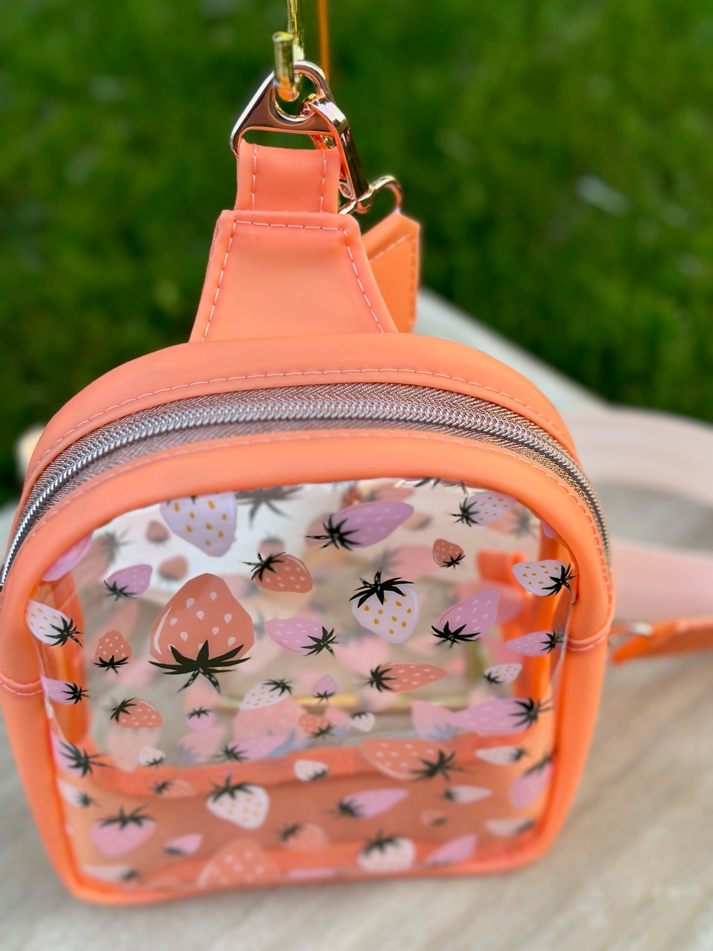 Clear Strawberry Front Sling Bag