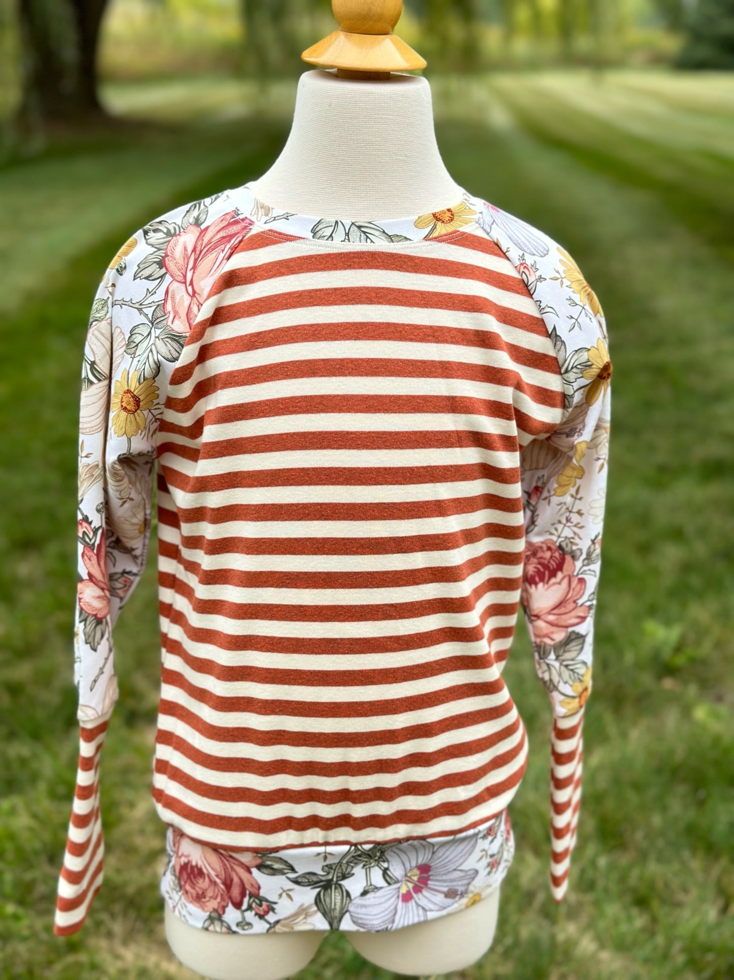 Striped Floral Crewneck Grow With Me