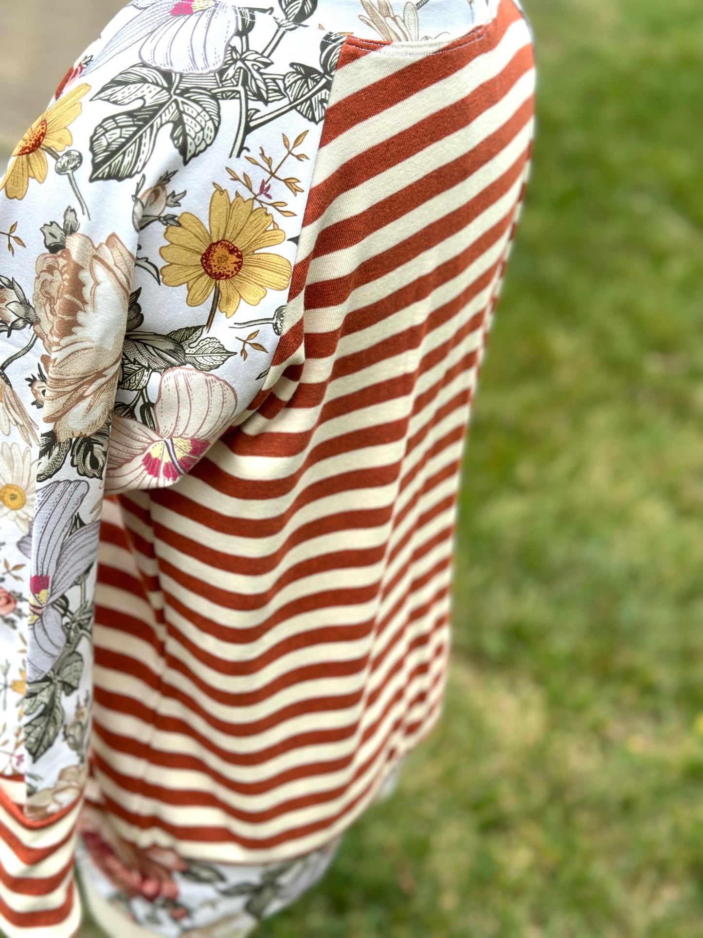 Striped Floral Crewneck Grow With Me