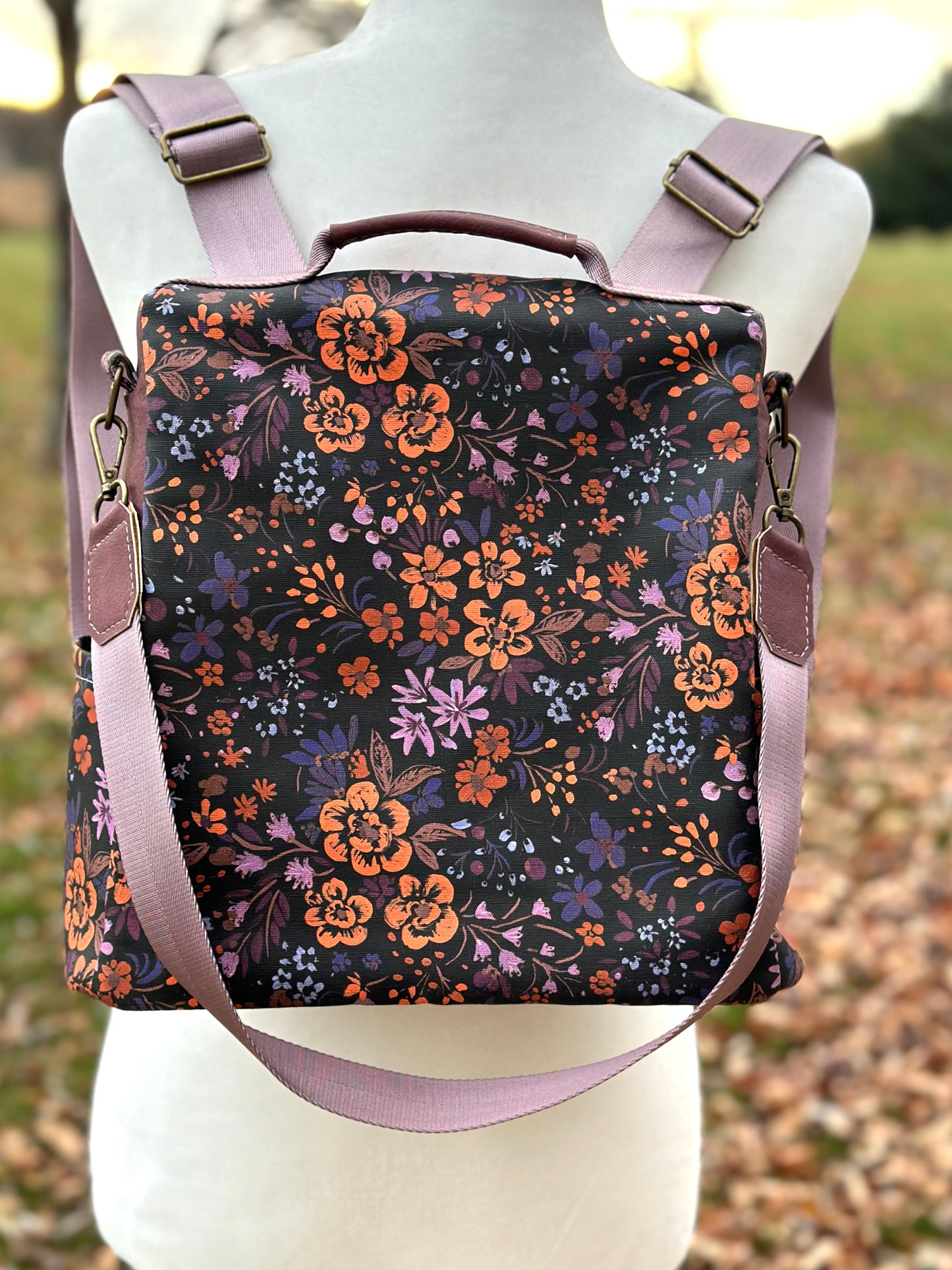 Dark Floral Anti-Theft Backpack