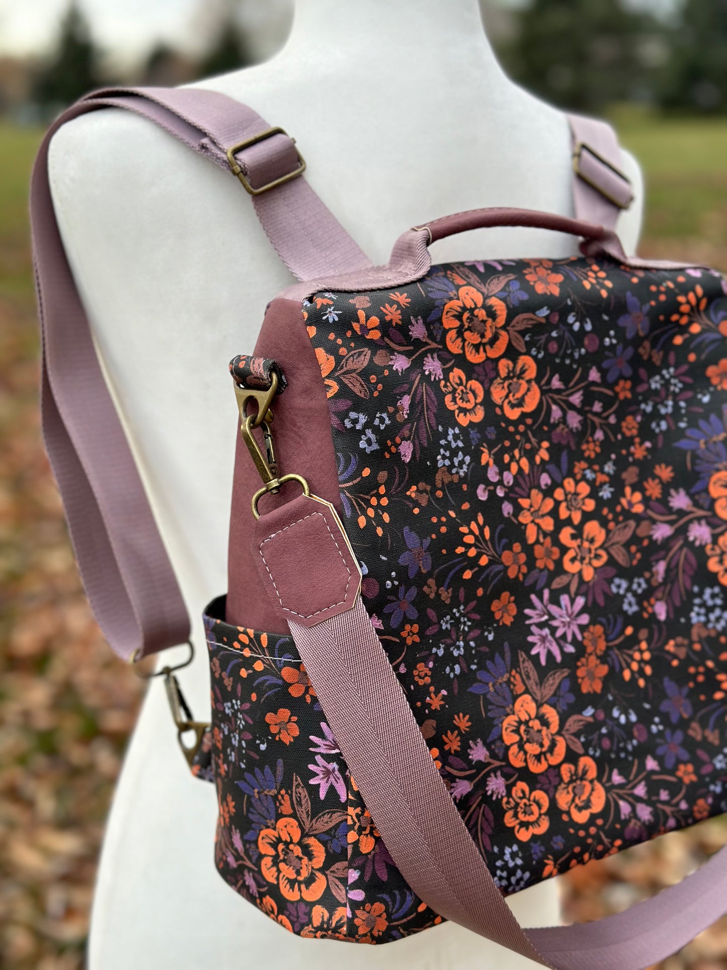 Dark Floral Anti-Theft Backpack