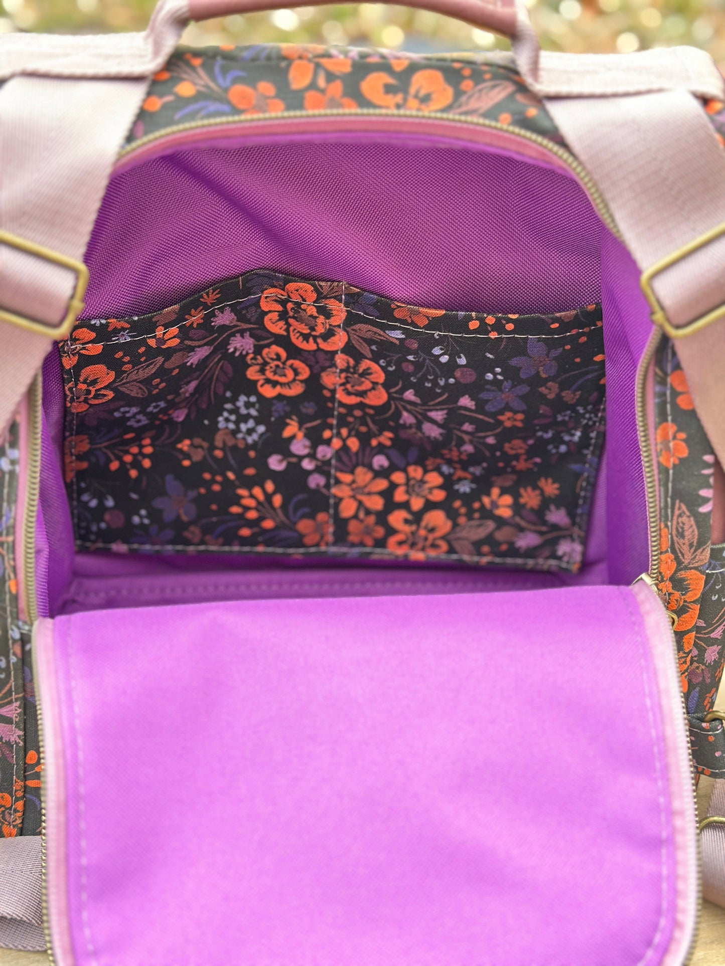 Dark Floral Anti-Theft Backpack