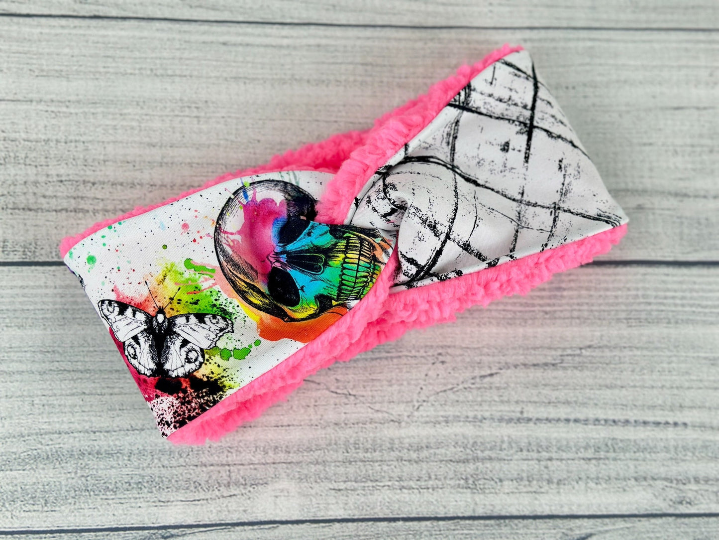 Bright Skull Crosshatch Ear Warmer