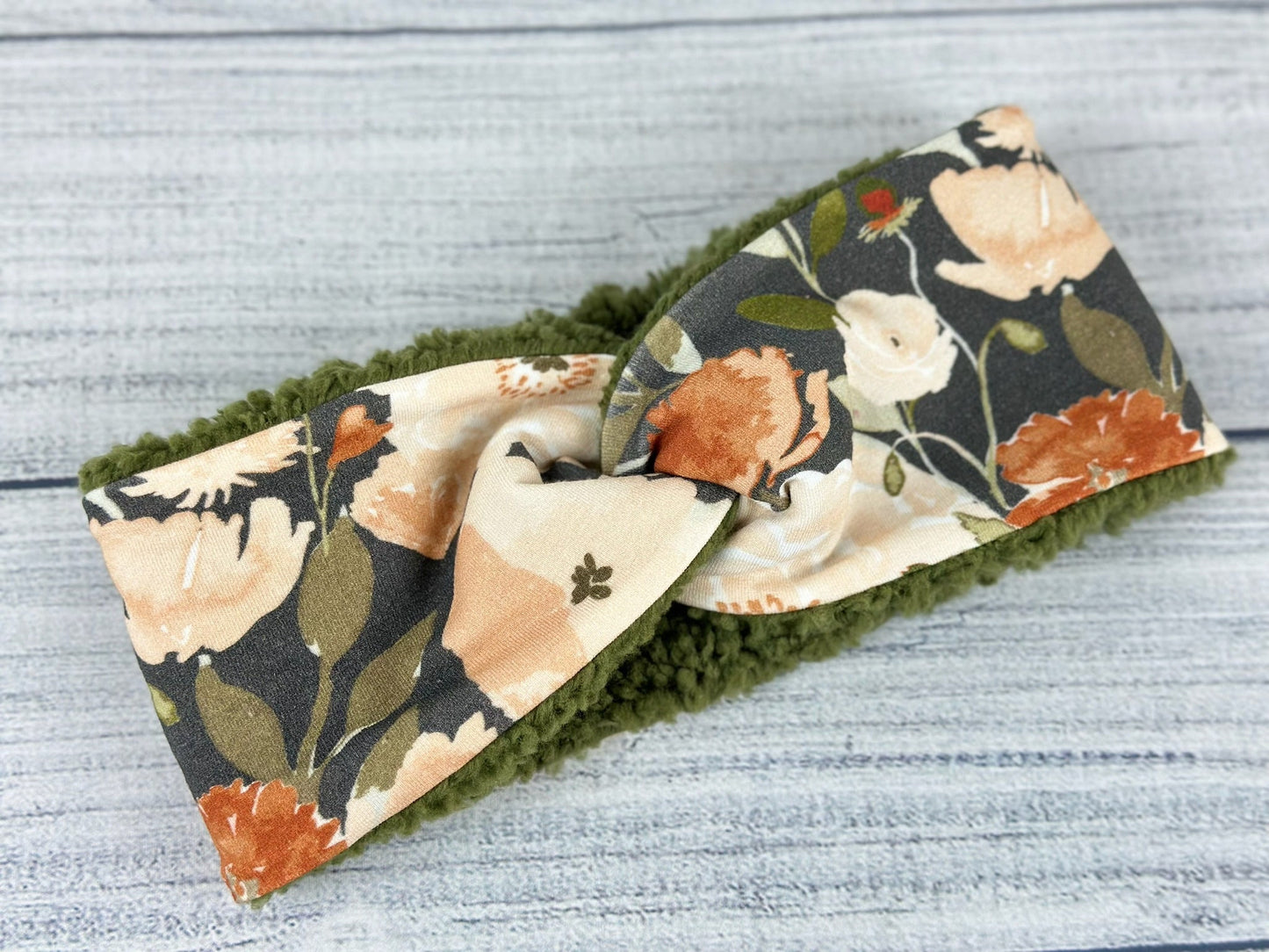 Olive Floral Ear Warmer