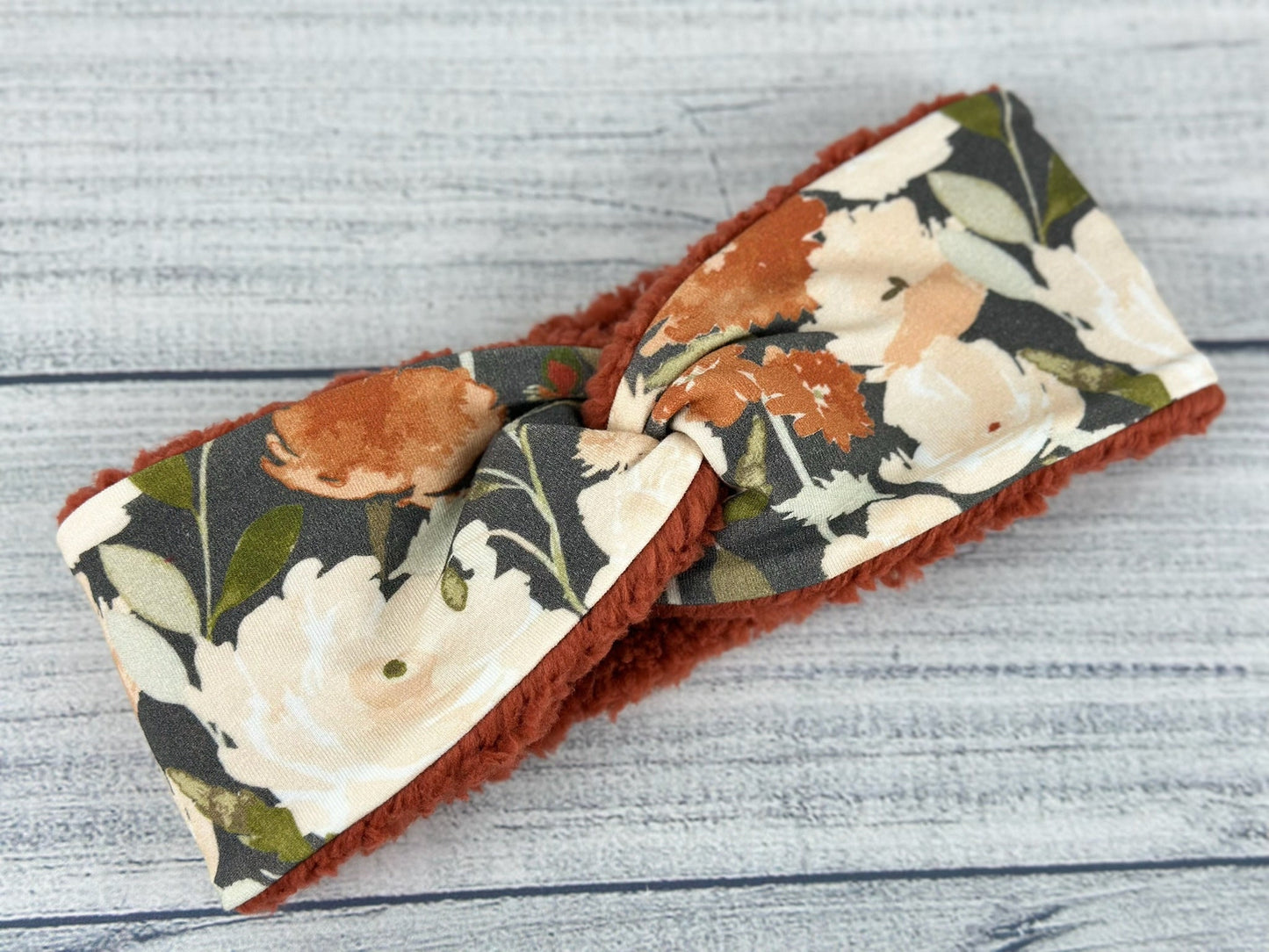 Rust Floral Ear Warmer