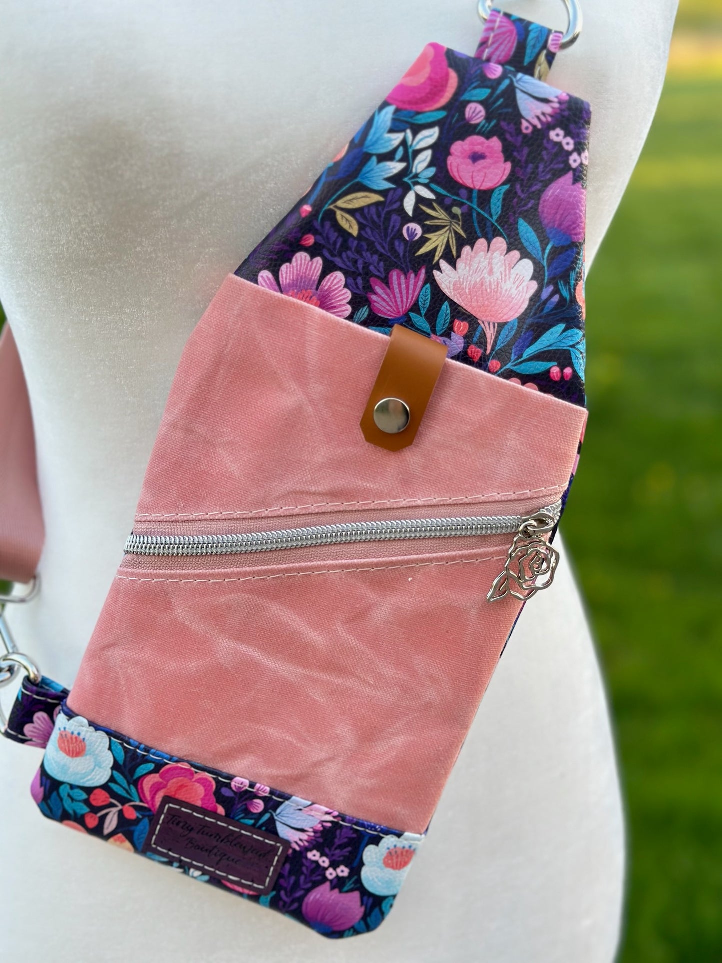 Purple Floral Mini Travel Sling