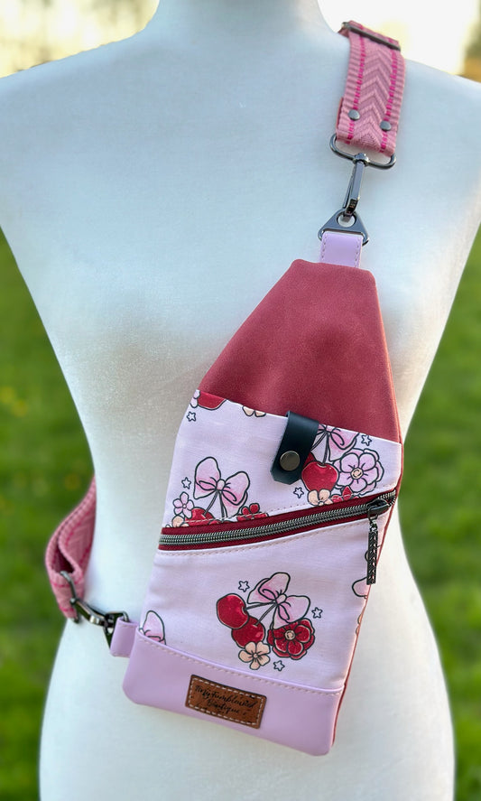 Floral Cherries Mini Travel Sling
