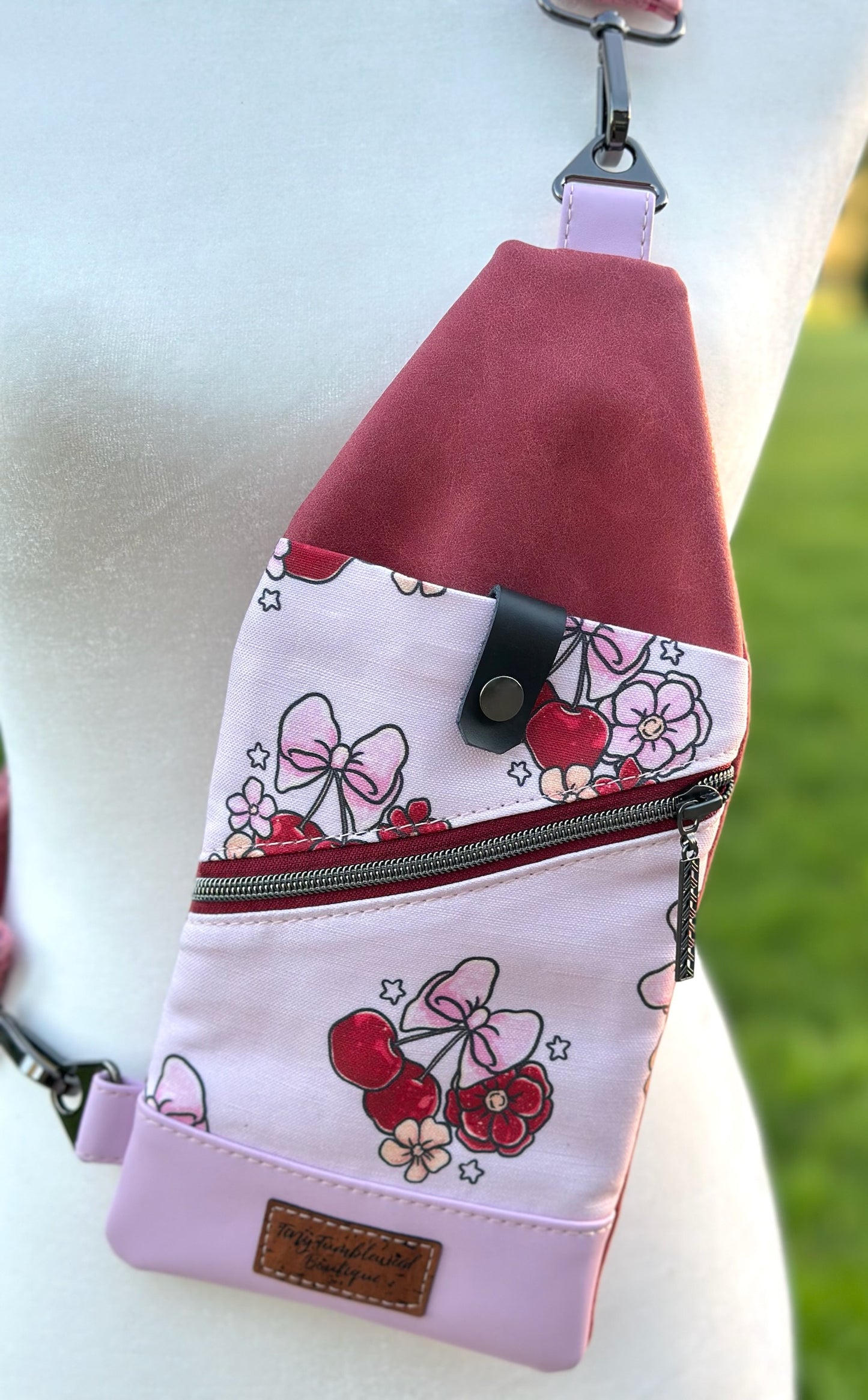 Floral Cherries Mini Travel Sling