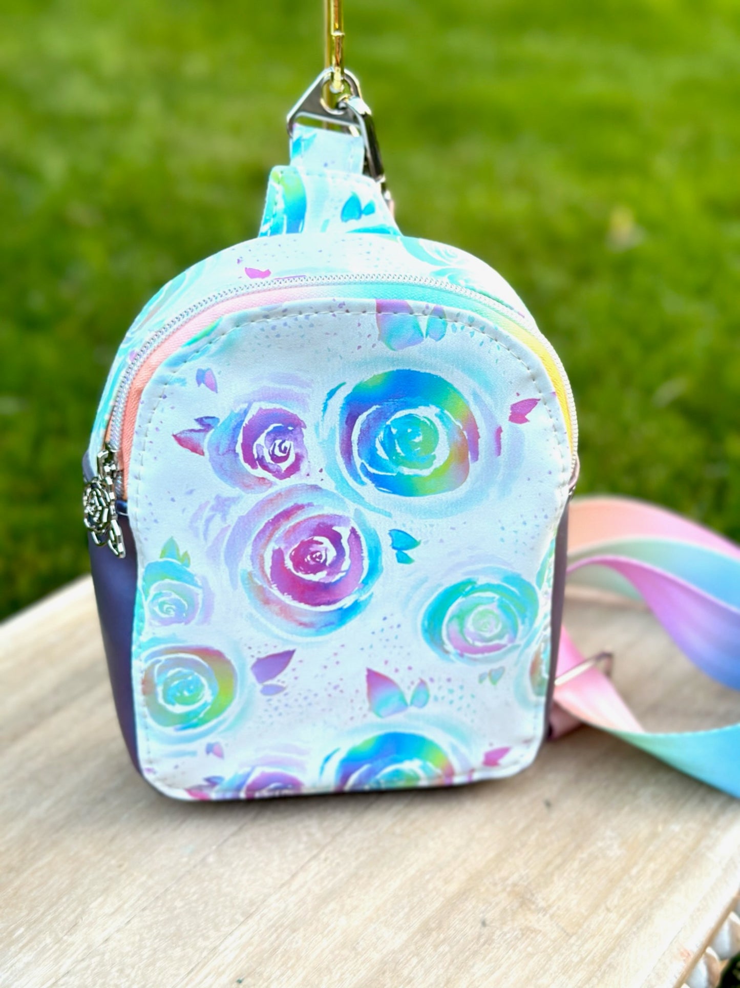 Watercolor Roses Front Sling Bag