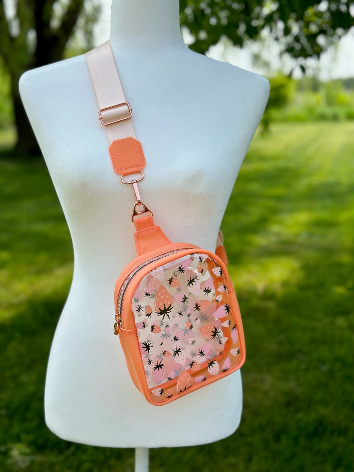Clear Strawberry Front Sling Bag