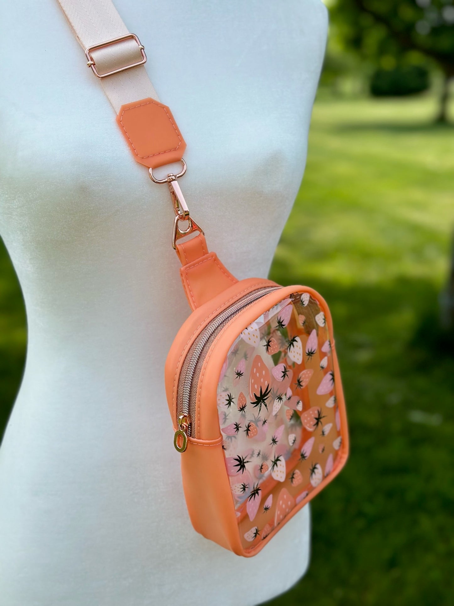 Clear Strawberry Front Sling Bag