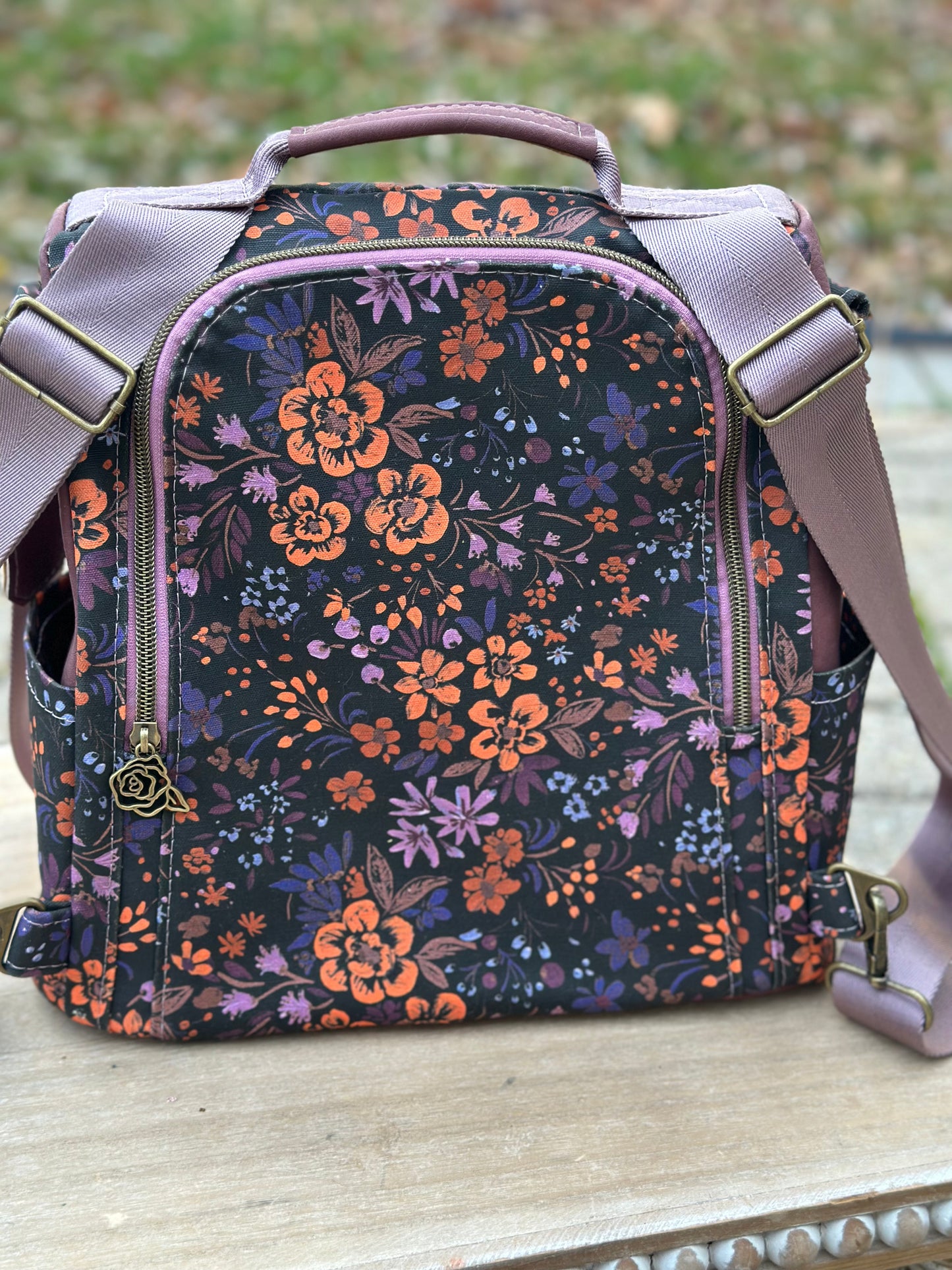 Dark Floral Anti-Theft Backpack
